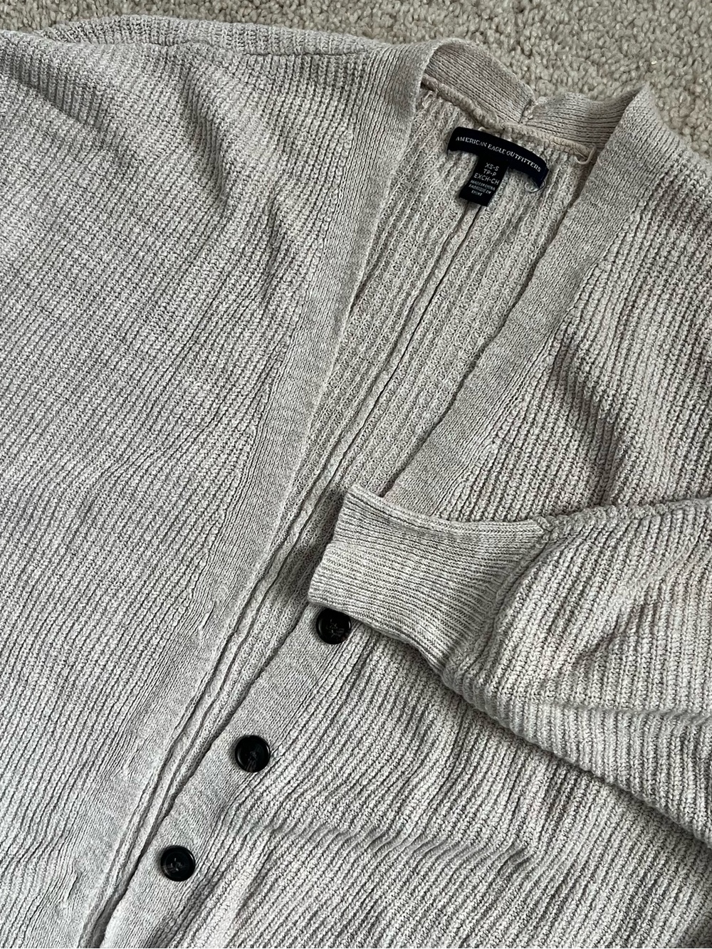 American Eagle Outfitters Women's XS/S Ribbed Button Cardigan - Light Beige